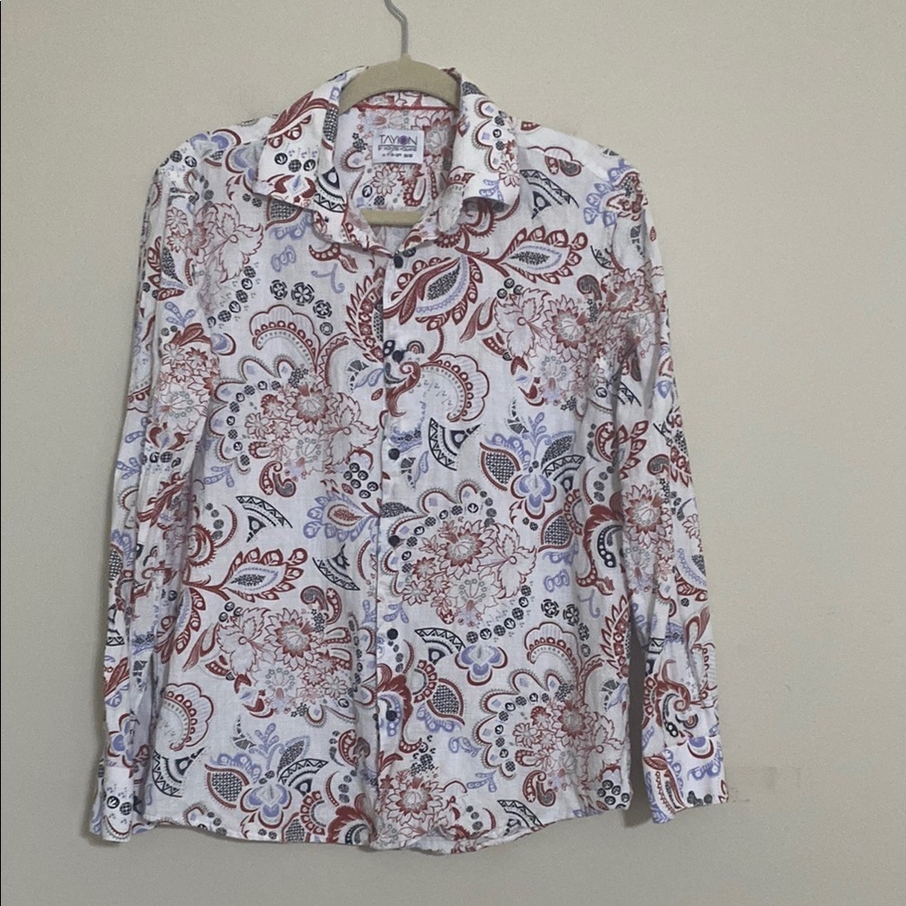 Tayion Montee Holland men Paisley Shirt White M button down casual festival Y2K